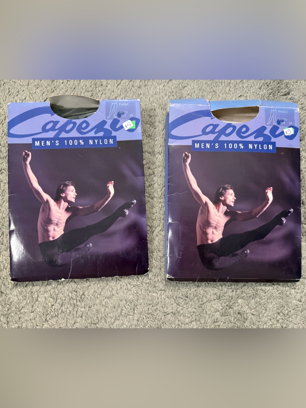 Two Pairs, Capezio, Men’s XS 100% Nylon Black Footed Tights